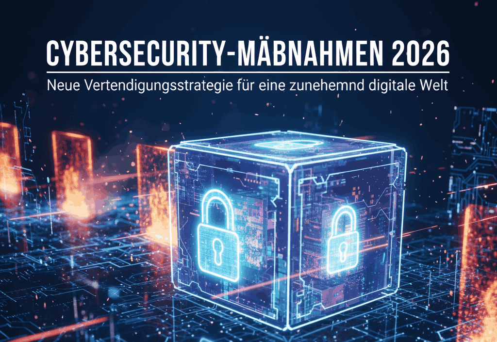 Digitaler Datentresor mit verschlüsselten Dateien und leuchtenden Schloss-Symbolen, modernes Cybersecurity-Design